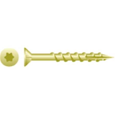 Strong-Point Wood Screw, #8, 2 in, Stainless Steel, Zinc Yellow Finish, Torx Drive XT820Y